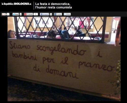 Macabra ironia alla Festa democratica di Bologna