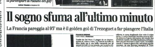 2000, la Francia ci beffa nel modo più atroce. L’Italia perde la Coppa per venti secondi