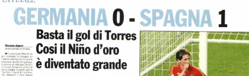 2008, la Spagna torna sul trono d’Europa. La Germania si inchina a Torres