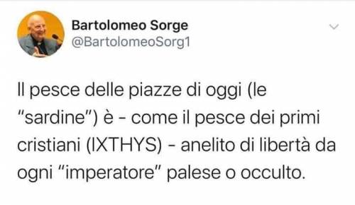 Padre Sorge sta con le sardine: "Come il pesce dei primi cristiani"