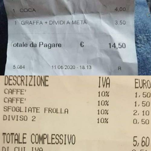 La sfogliatella divisa? Si paga 50 cent in più: lo scontrino fa discutere