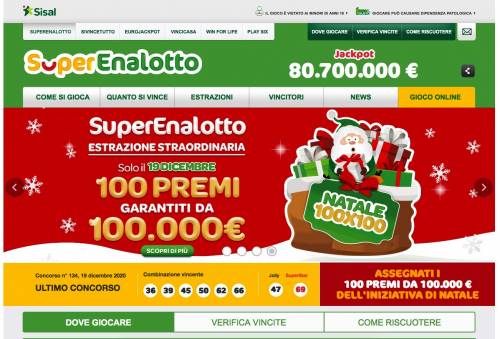 SuperEnalotto "Natale 100x100", ecco le Regioni più fortunate