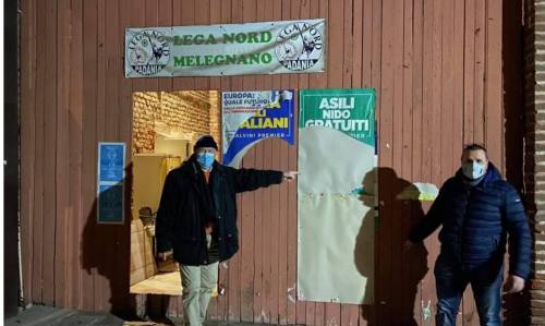 Melegnano, atti vandalici contro sede della Lega