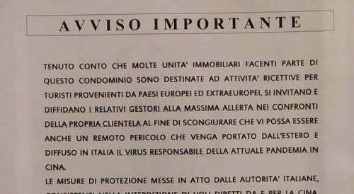 Coronavirus, avviso choc in condominio: "No a turisti sospetti"