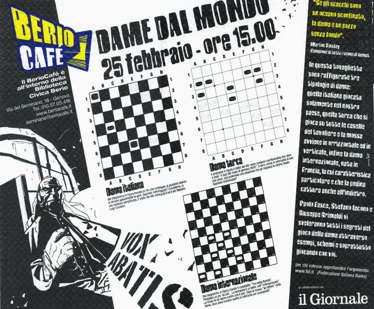 Il BerioCafè svela il gioco della dama in 64 mosse