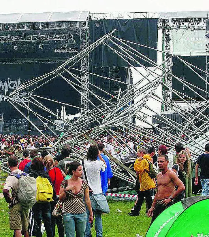 Tromba d’aria abbatte il palco, terrore al concertone rock