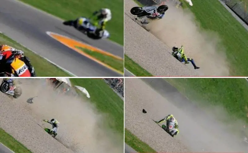 Il primo incidente grave per Valentino
