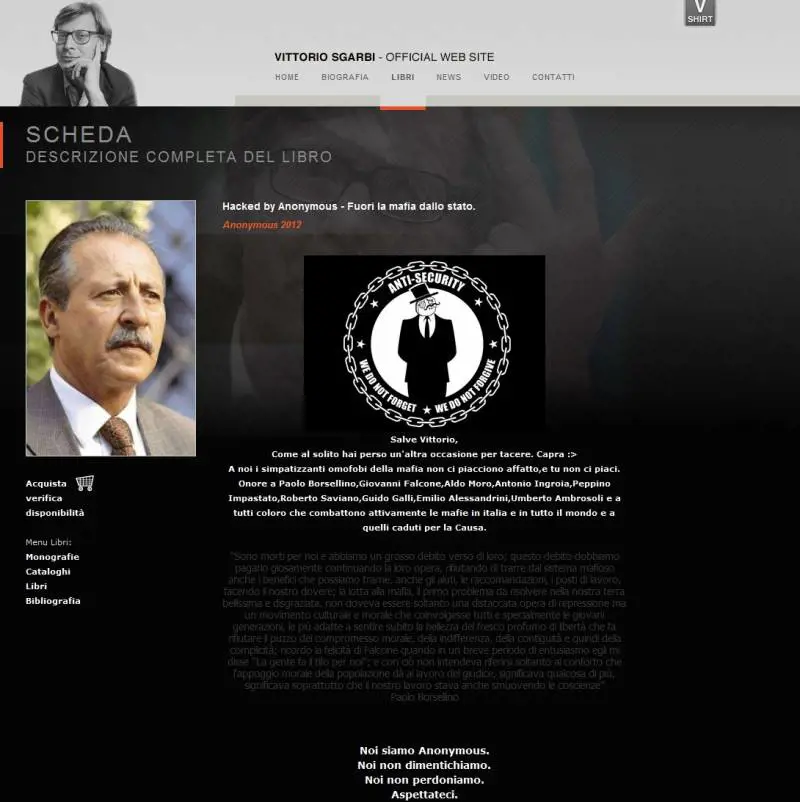 Lo show di Sgarbi contro gli hacker di Anonymous:  "Sono solo dei poveretti"