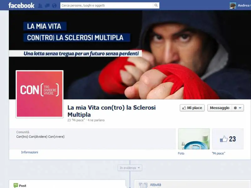Screenshot della pagina Facebook