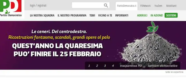 La gaffe sul sito del Pd: "Le ceneri della destra". E scoppia la polemica