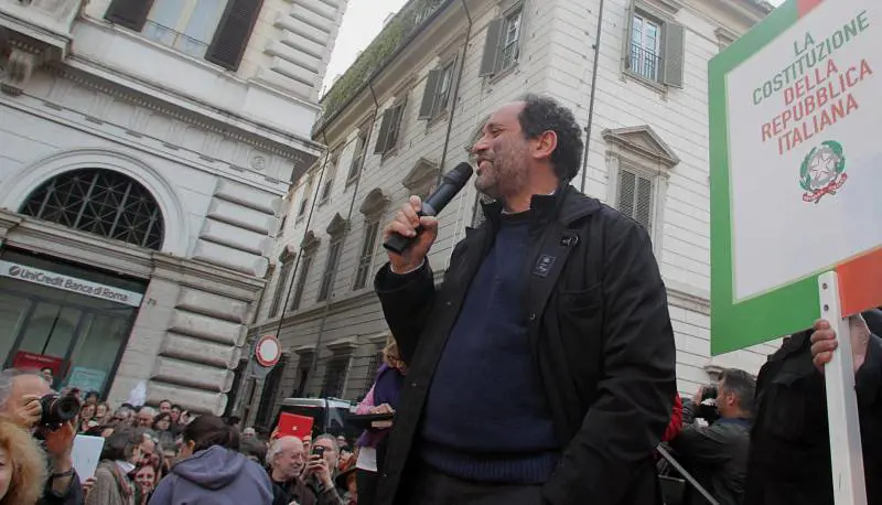 Il leader di Rivoluzione Civile, Antonio Ingroia, alla manifestazione di MicroMega