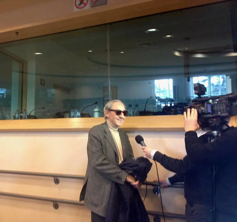 Franco Battiato dopo il suo intervento all'Europarlamento