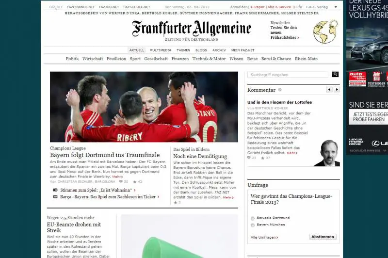 "Il Bayern segue il Dortumund nella finale dei sogni"
