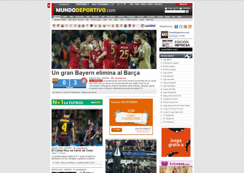 Gli spagnoli: "Un grande Bayern elimina il Barcellona"