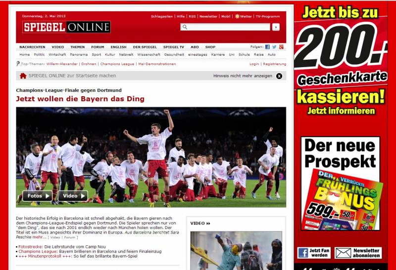 Il quotidiano tedesco intitola: "Ora il Bayern vuole la coppa"
