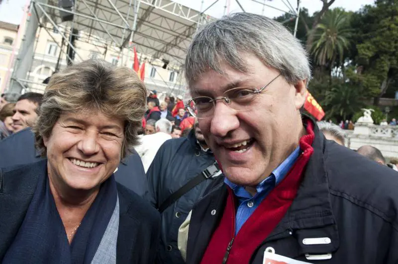 l segretario della Cgil Susanna Camusso e il segretario della Fiom Maurizio Landini