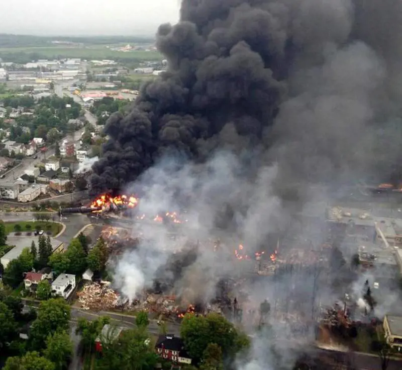 Il centro della cittadina di Lac Megantic dopo l'incidente