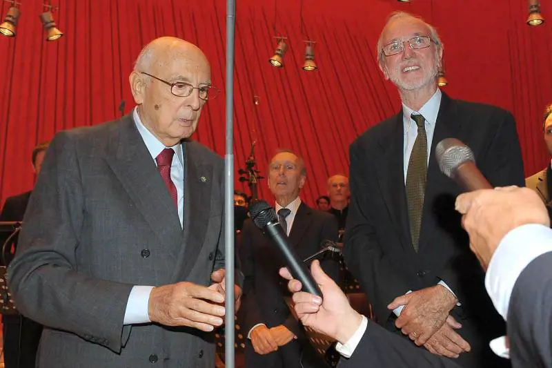 Il presidente della Repubblica Giorgio Napolitano con Renzo Piano