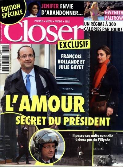 La copertina del settimanale francese Closer che ha dato avvio al caso-Gayet