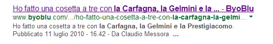 Il post come appare cercandolo su Google