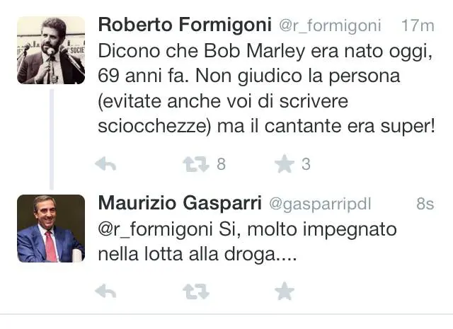 Gasparri e Formigoni litigano su Bob Marley