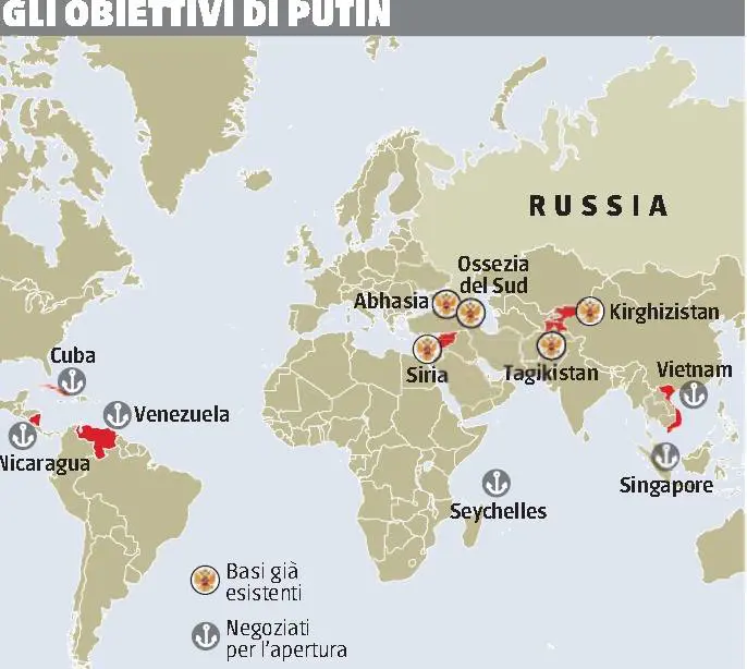 Il Cremlino vuole rifare l'impero. Basi a Cuba, Venezuela, Vietnam