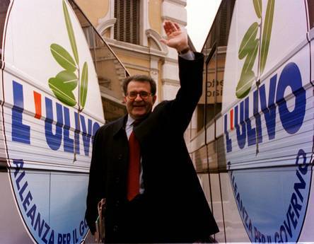Romano Prodi candidato premier con l'Ulivo nel 1996