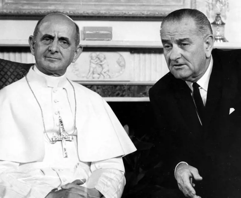 Ancora Paolo VI, qui con Lyndon B. Johnson nel 1965