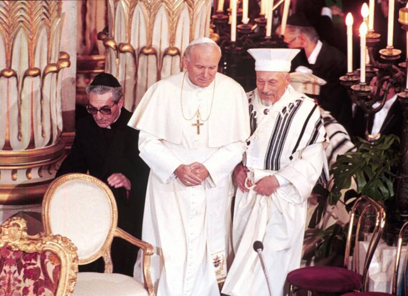 Con il rabbino di Roma Elio Toaff nel 1986