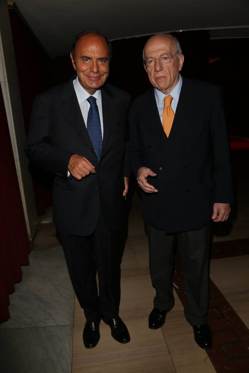 Bruno Vespa e il presidente di Mediaset, Fedele Confalonieri