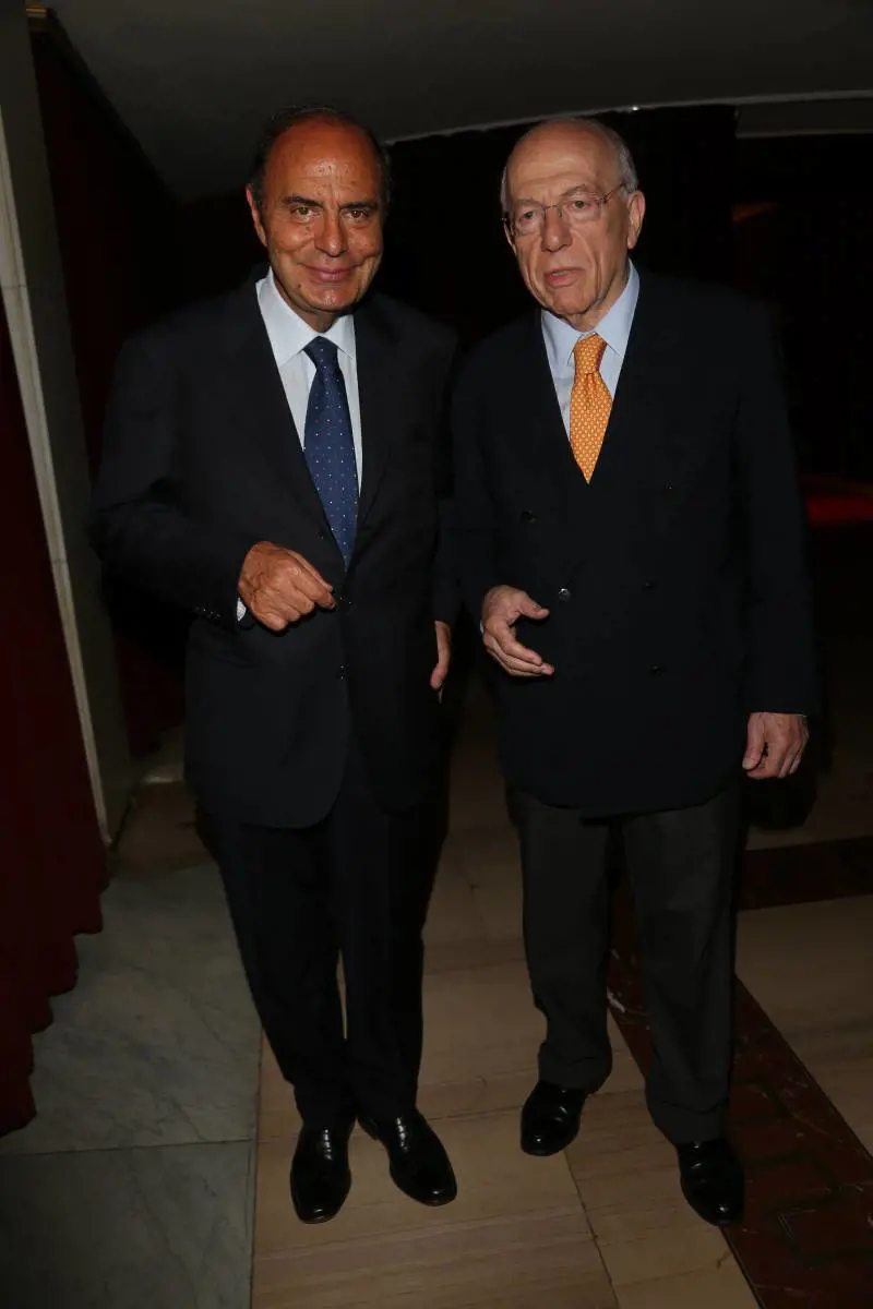 Bruno Vespa e il presidente di Mediaset, Fedele Confalonieri