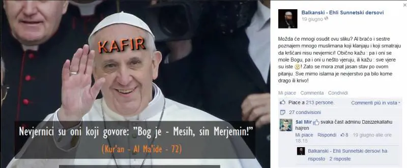 Il Papa nel mirino dei jihadisti. Sul web la foto che fa tremare