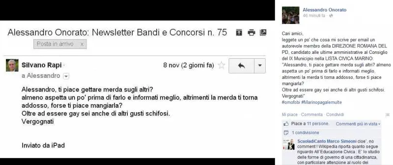 La mail di Rapi pubblicata da Onorato su Facebook