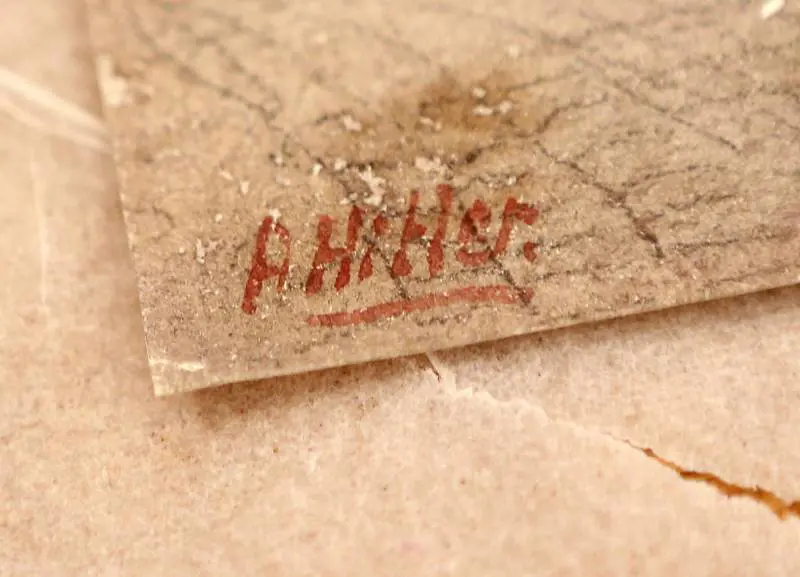 La firma di Adolf Hitler in un angolo del dipinto