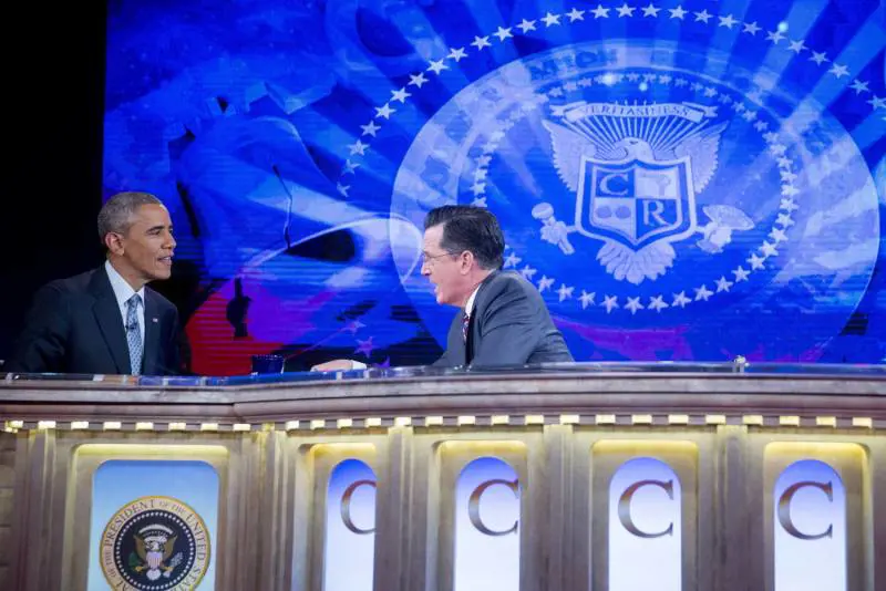 Barack Obama nell'intervista con Stephen Colbert