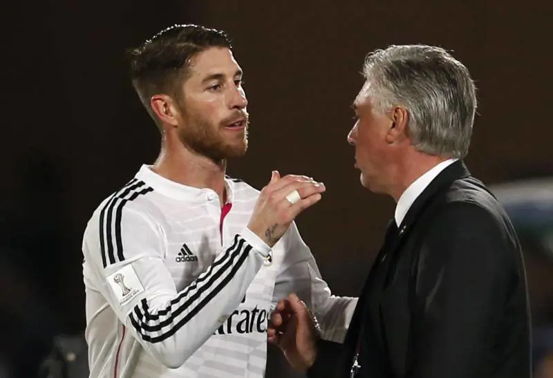 Sergio Ramos e Carlo Ancelotti