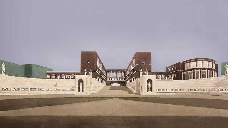 Una tempera di Enrico Del Debbio illustra lo Stadio dei Marmi al Foro Mussolini