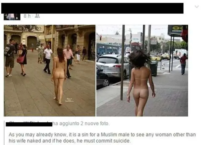 Folle idea sulla rete: "Donne nude in strada per uccidere gli islamici"