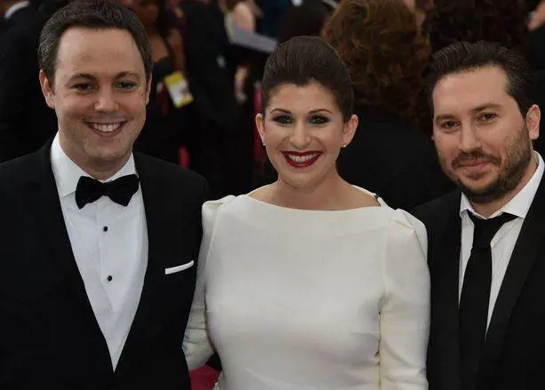 Miglior sceneggiatura non originale: The Imitation Game, nella foto Nora Grossman al centro tra Ido Ostrowsky, a sinistra, e Teddy Schwarzman 