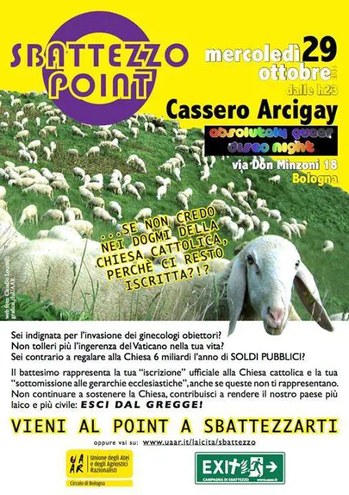 Gay e atei all'attacco: apre il primo sportello per potersi sbattezzare