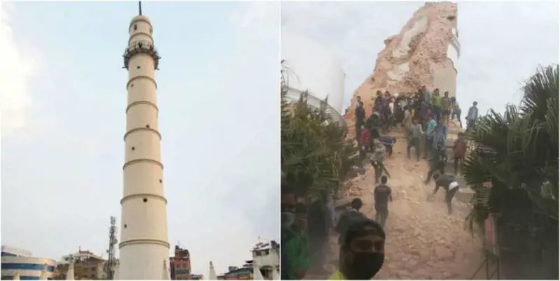 Crolla la torre Dharahara, patrimonio Unesco