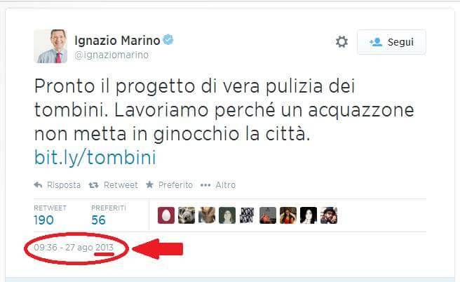 Tweet di Ignazio Marino