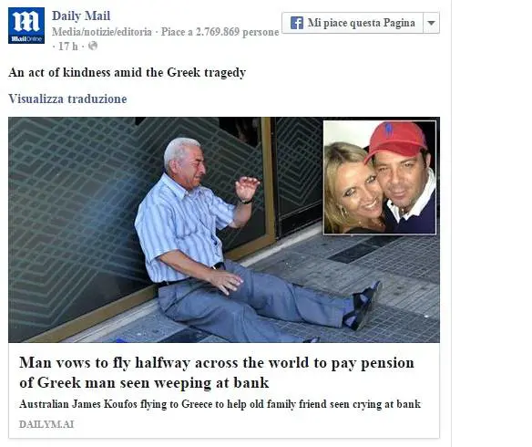 Dalla pagina Facebook del Daily Mail