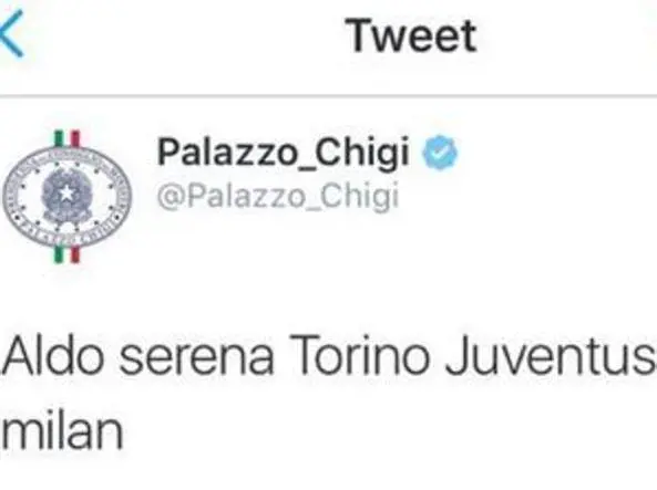 Il tweet-gaffe di palazzo Chigi su Aldo Serena