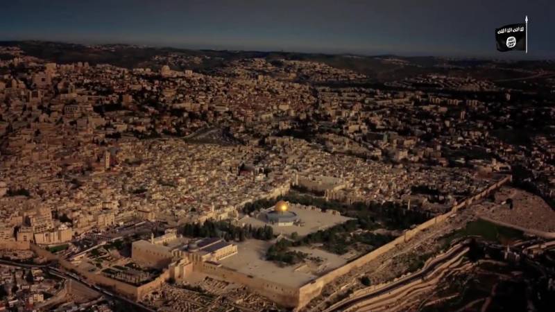 Un fotogramma di un video dell'Isis con una veduta di Gerusalemme dall'alto