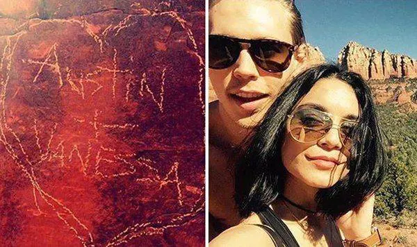 Vanessa Hudgens nei guai per aver scolpito una pietra d'amore in Arizona