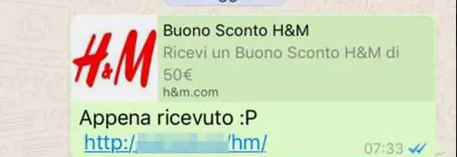 Il messaggio truffa su WhatsApp sugli sconti di H&M