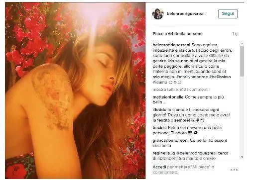 Belen, lo strano messaggio su Instragram: "L'inferno.."