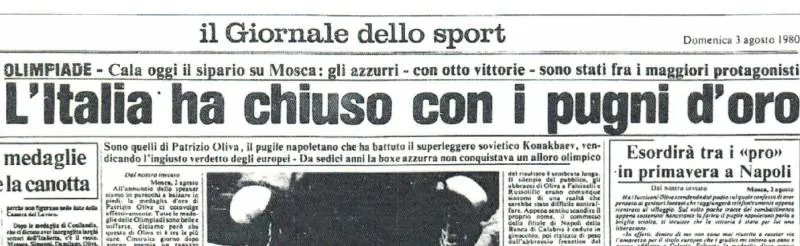 La pagina sportiva del Giornale che celebra la vittoria di Patrizio Oliva