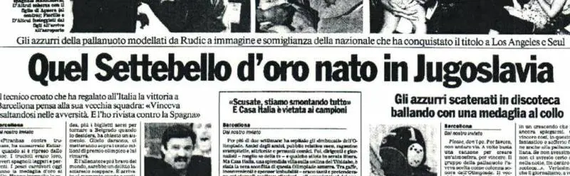 La pagina sportiva del «Giornale» che racconta la vittoria olimpica a Barcellona ’92 del Settebello